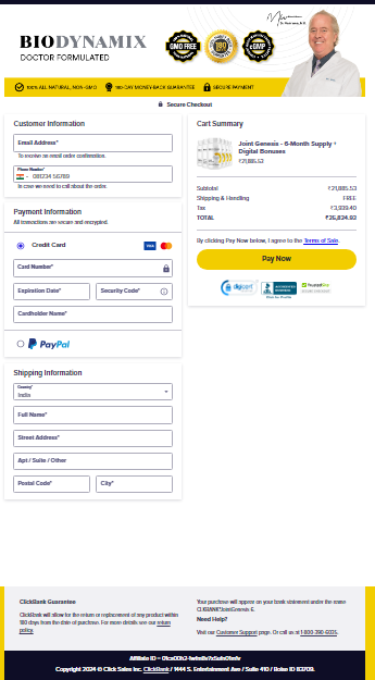 Joint Genesis Secured Checkout Form